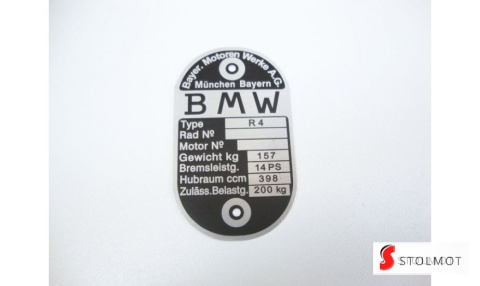 BMW R 4 TABLICZKA ZNAMIONOWA